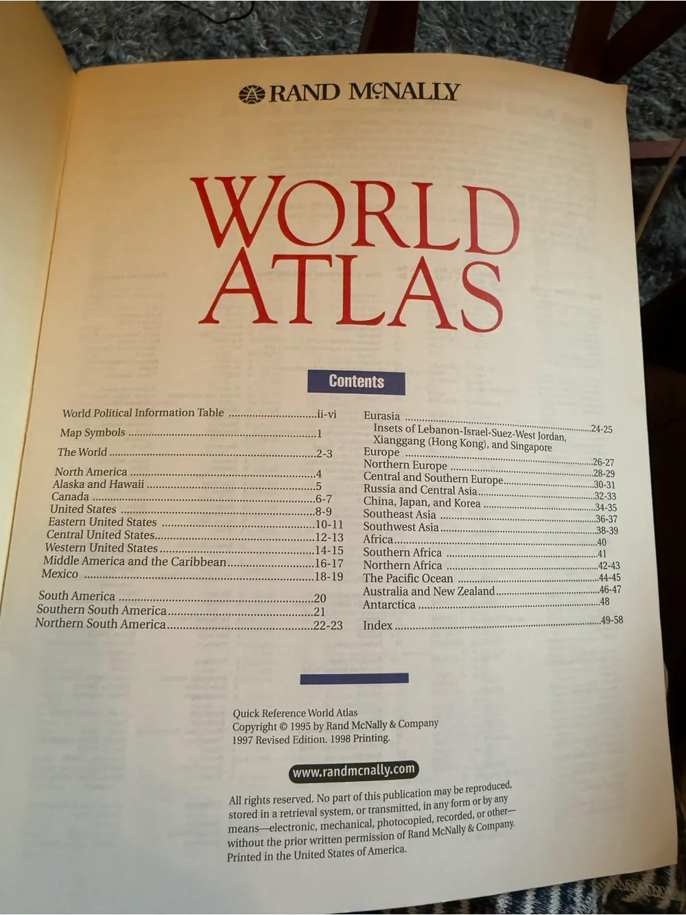 1990s Paperback World Atlas